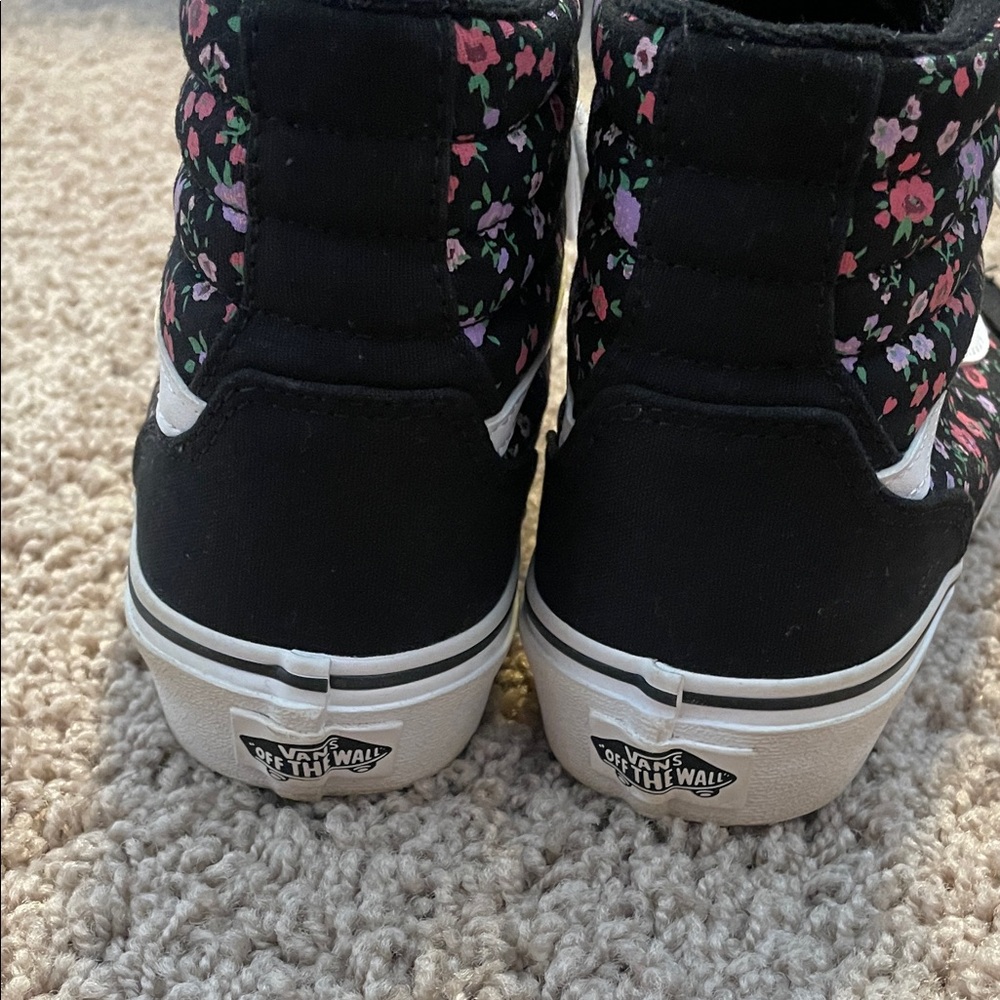 Vans Women's Black Pink Floral High-Top Sneakers, euro38, missy 6.0=women’s 7.5 - Picture 4 of 11